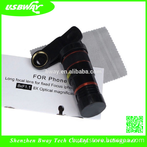 USBWAY Brand Universal Clip on 8X Magnifier Optical Zoom Telescope Camera Lens